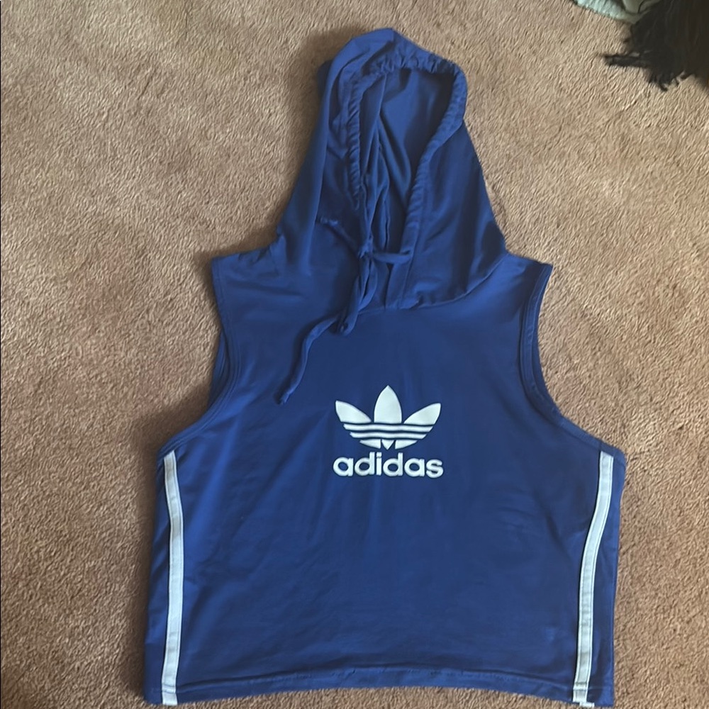 Adidas Blue Sleeveless Hoodie